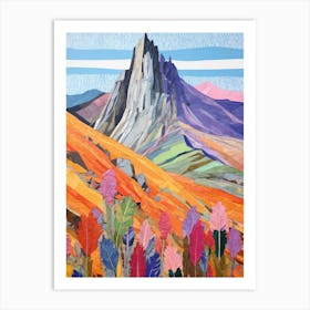 Glyder Fawr Wales 1 Colourful Mountain Illustration Art Print