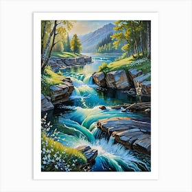 Waterfall In The Mountains 1 Art Print