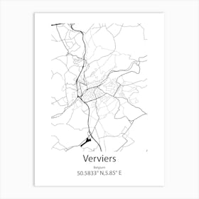 Verviers,Belgium Minimalist Map Art Print