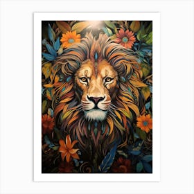 Lion Art Painting Mural Style 2 Art Print