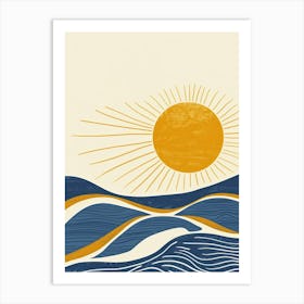 Sun And Waves Canvas Print Art Print