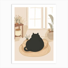 Cat Sitting On A Rug Art Print