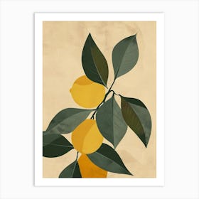 Lemon Tree Minimal Japandi Illustration 2 Art Print