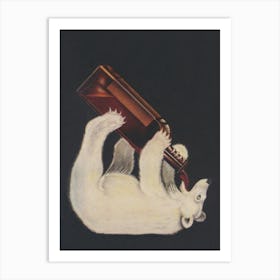 Polar Bear Drinking Beer Vintage Art Art Print