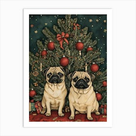 Christmas Pugs 8 Art Print