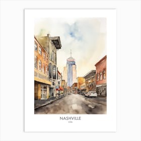Nashville Watercolour Travel Poster 2 Art Print