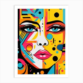 Cyber Geometric Line Illustration Face 6 Art Print