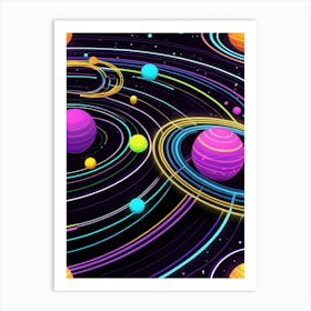 Default Neon Black Light Sgraffito Solar System 3d Illustratio 0 (7) Art Print