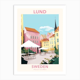 Lund, Sweden, Flat Pastels Tones Illustration 2 Poster Art Print