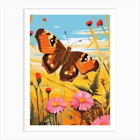 Pop Art Meadow Brown Butterfly 4 Art Print