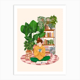 Plant Lady Reading 2 Art Print