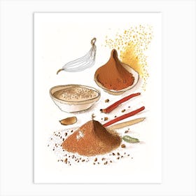 Chili Powder Spices And Herbs Pencil Illustration 2 Art Print