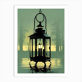 Lantern In The Water Art Print