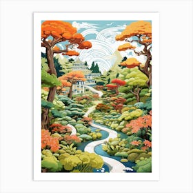 Portland Japanese Garden Usa Modern Illustration Art Print