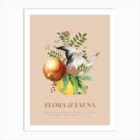Flora & Fauna with White Storck Art Print