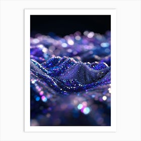 Blue Sparkles On A Black Background Art Print