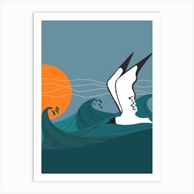 Seagull Flying Over The Ocean 1 Art Print