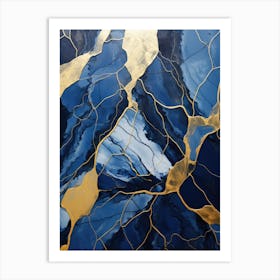 Blue And Gold Abstract Painting 5 Art Print