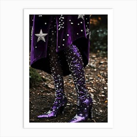 Purple Boots With Stars Art Print