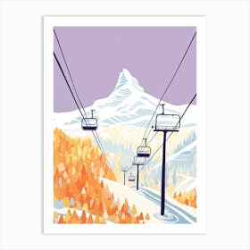 Zermatt   Switzerland, Ski Resort Pastel Colours Illustration 0 Art Print