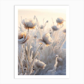 Frosty Botanical Poppy 5 Art Print