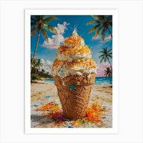 Ice Cream Cone On The Beach 7 Art Print