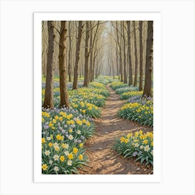 Daffodil Path Art Print