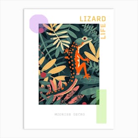 Forest Green Moorish Gecko Abstract Modern Illustration 3 Poster Art Print