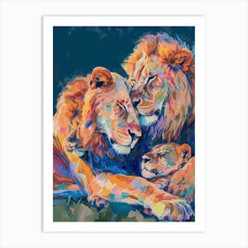 Transvaal Lion Family Bonding Fauvist Painting 1 Art Print