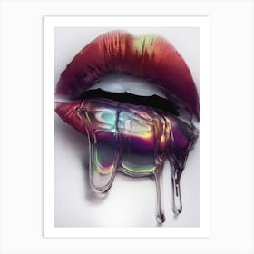 Dripping Lips Art Print