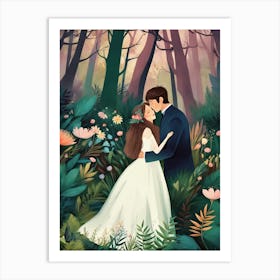 Luxmango Bride And Groom In Forest Art Print