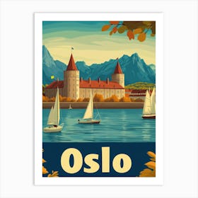 Aihrgdesign A Retro Travel Poster For Oslo 2 Art Print