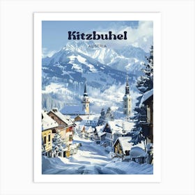 Kitzbuhel Austria Snow Art Illustration Art Print