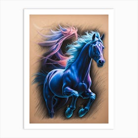 Blue Horse Art Print