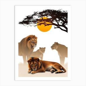 Lions Relax In The Sun Art Print