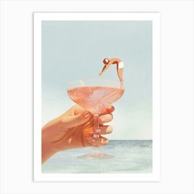 Sip And Dive - Cocktail Collage Art Print