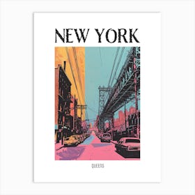 Queens New York Colourful Silkscreen Illustration 3 Poster Art Print