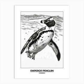 Penguin Swimming Poster 2 Art Print