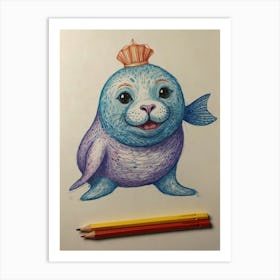 Seal With Crown Art Print