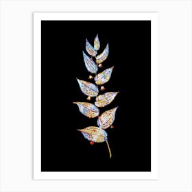 Stained Glass Twistedstalk Mosaic Botanical Illustration on Black n.0267 Art Print