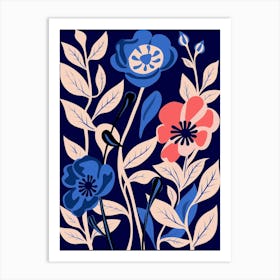 Blue Flower Illustration Gloriosa Lily 2 Art Print