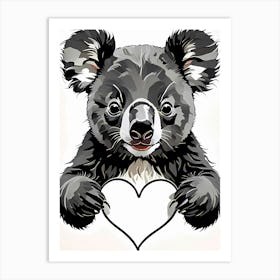 I Love Koalas A Koala Holding A Heart Art Print