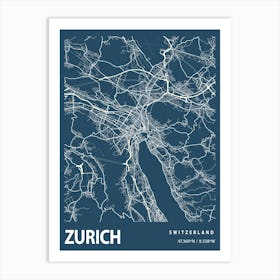 Zurich Blueprint City Map 1 Art Print