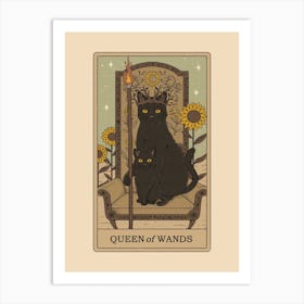 Queen Of Wands   Cats Tarot Art Print