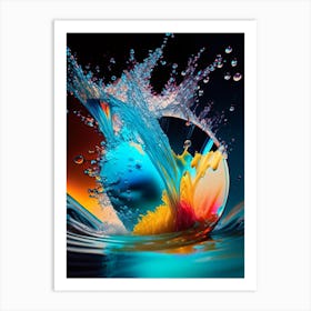Splashing Water Waterscape Pop Art Photography 2 Art Print