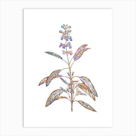 Stained Glass Sage Plant Mosaic Botanical Illustration on White n.0130 Art Print