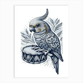 Cosmo Cockatoo On Drum Art Print