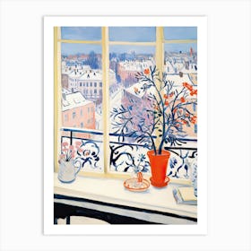 The Windowsill Of Vienna   Austria Snow Inspired By Matisse 4 Art Print