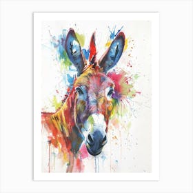 Donkey Colourful Watercolour 1 Art Print