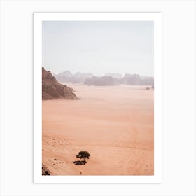 Desert of Wadirum viewpoint, view over the landscape and the sand Art Print